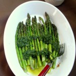 Roast Asparagus with Lime Cilantro Vinaigrette